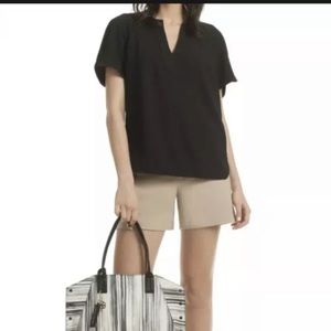 TRINA TURK - Black Accomplice V-neck Short Sleeve Tunic Top Blouse Small  NWOT
